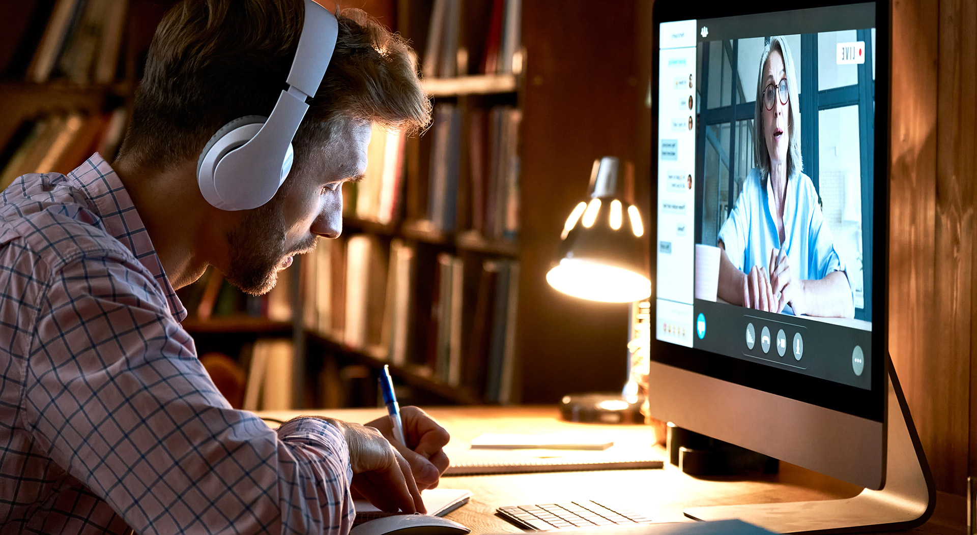 Student taking online course