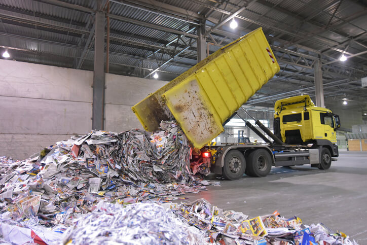 waste paper recycling for the production of new paper for the printing industry - waste paper storage and sorting plant