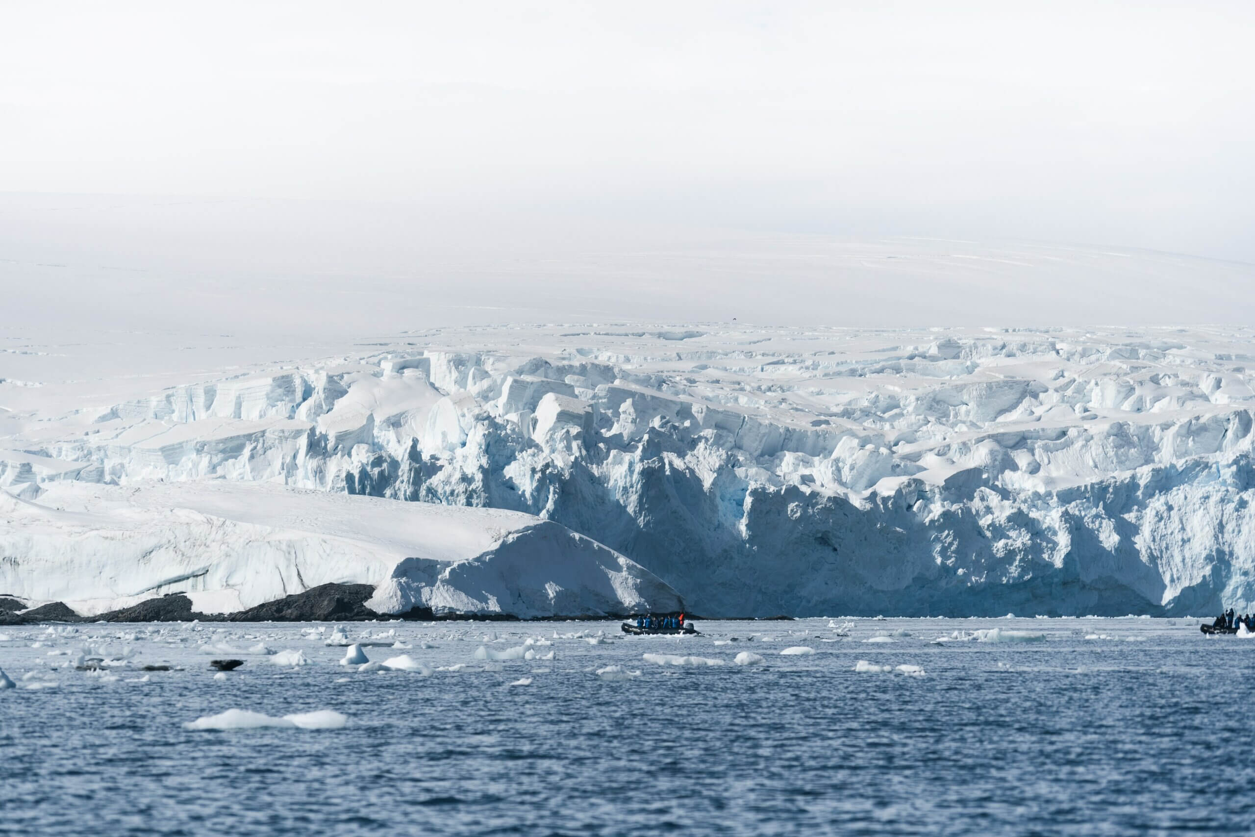 south pole snow and water